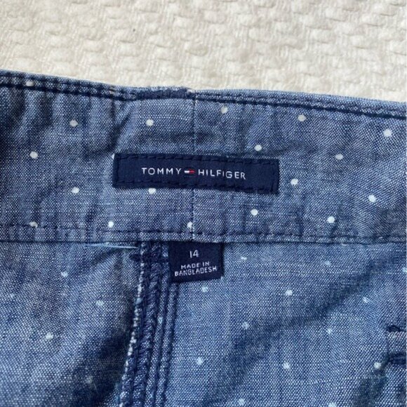 Tommy Hilfiger Blue Polka Dot Chambray Skirt Size 14 100% Cotton - Picture 5 of 8